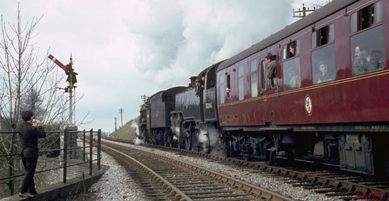 Steam train passing through Wincanton in 1962